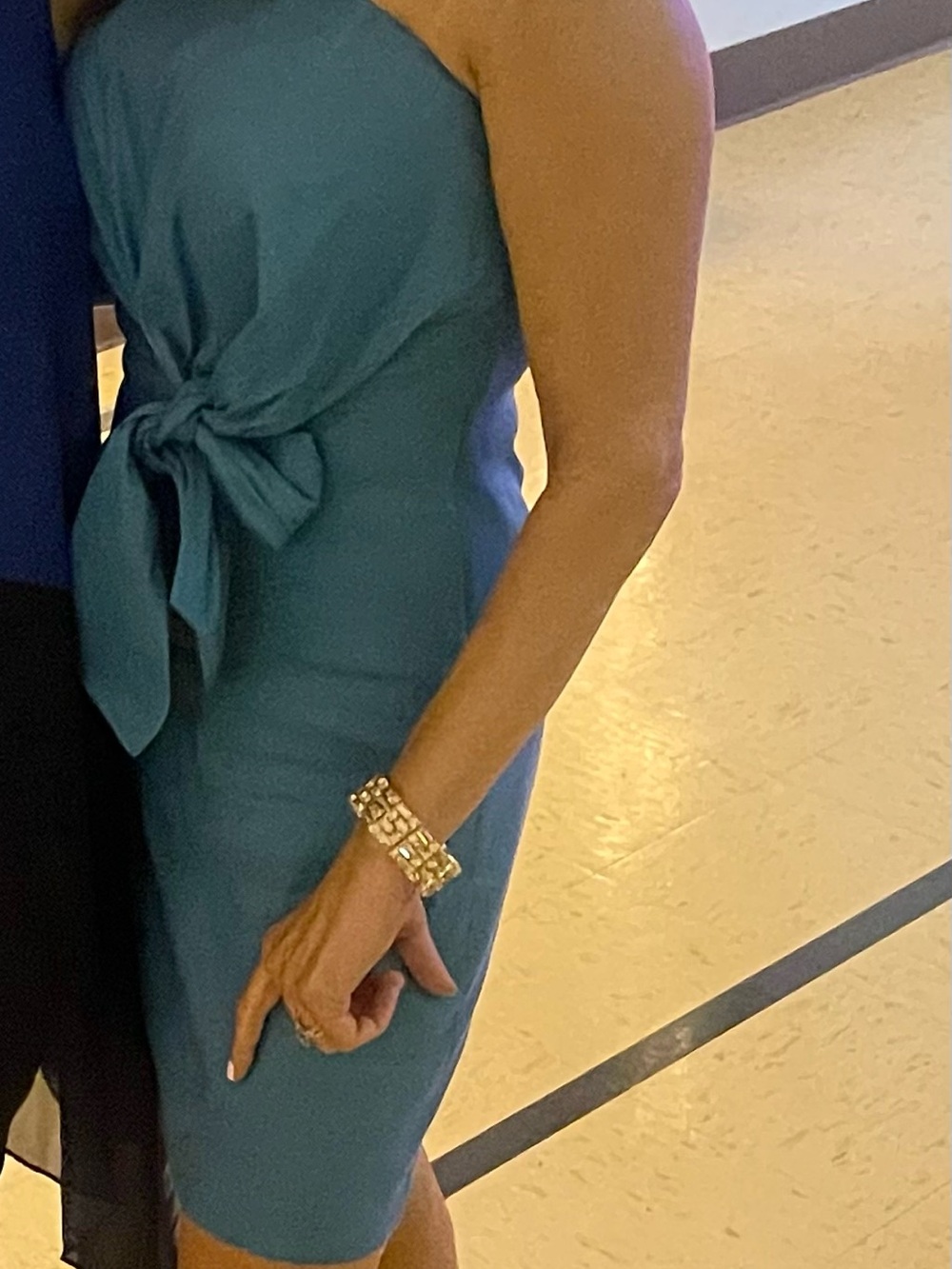 Ted Baker London Teal One-Shoulder Sheath Dress with Front Bow